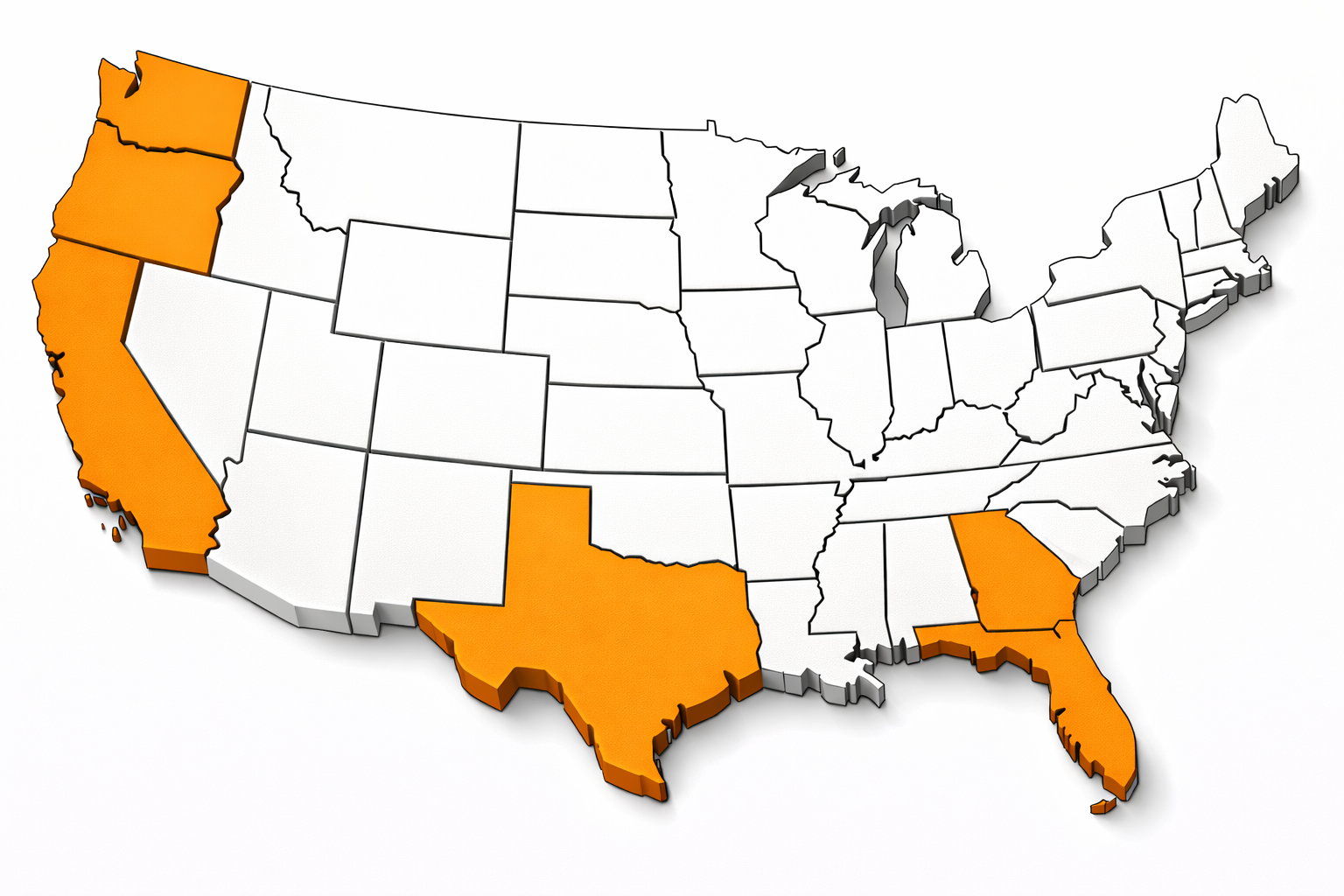 US map showing WESELL active coverage states